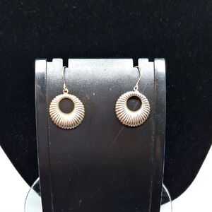 Sterling Silver Disc Dangle Earrings 1.25" Long